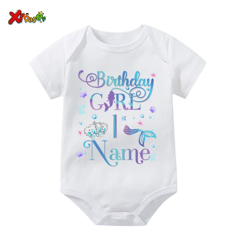 Mermaid Birthday Family Shirt Girl Party Matching Clothes Family Matching Outfits Baby Jumpsuit Personalized Name T shirt Outfit