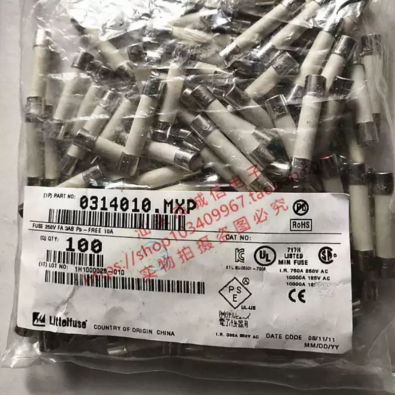 5-100pcs 0314010.MXP fuse tube 314 10A 250V 6.3 * 32 6 * 30 ceramic fuse