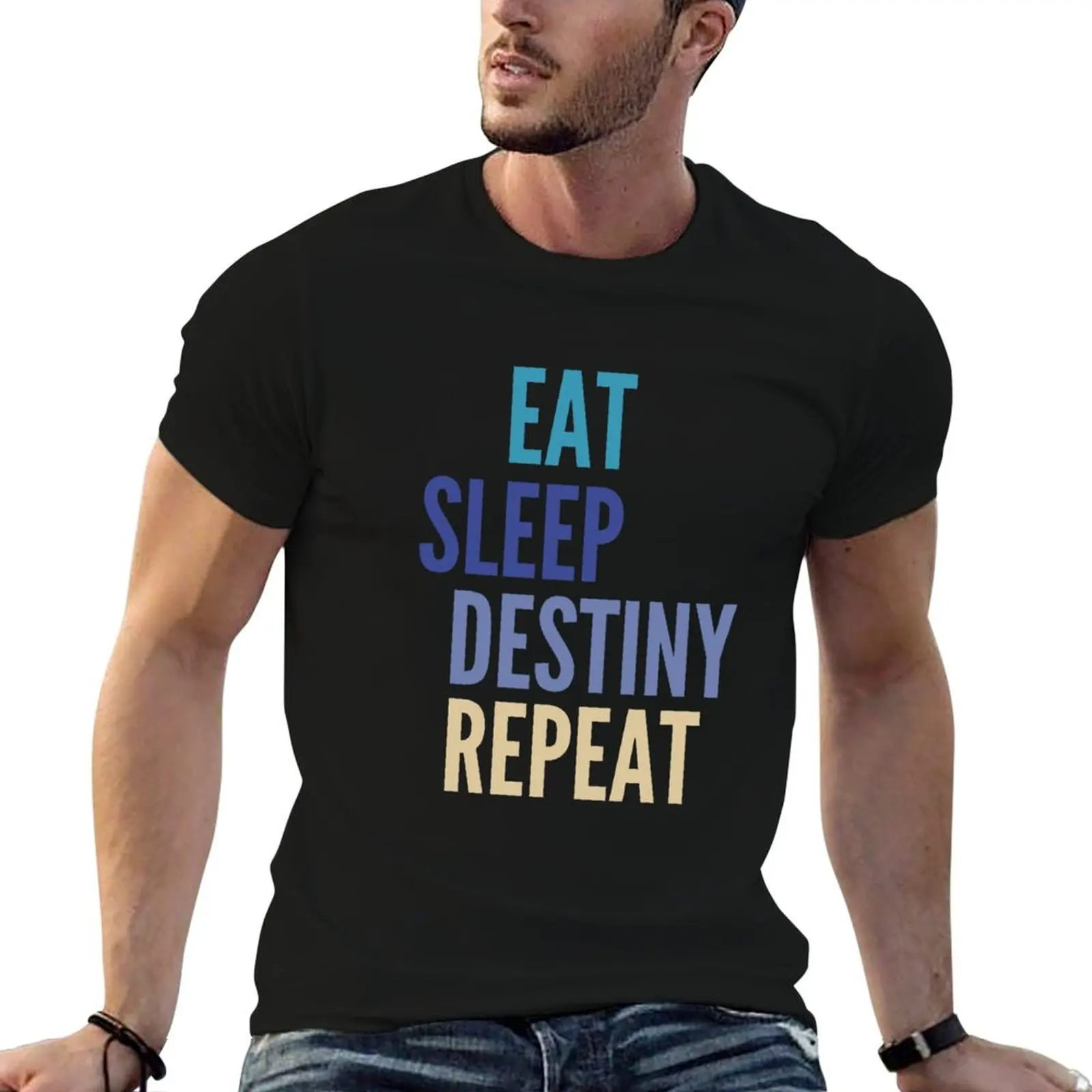 T-shirt Eat Sleep Destiny Repeat, t-shirt personnalisé g man, t-shirts pour hommes, t-shirts en coton pour hommes, T-shirt drôle