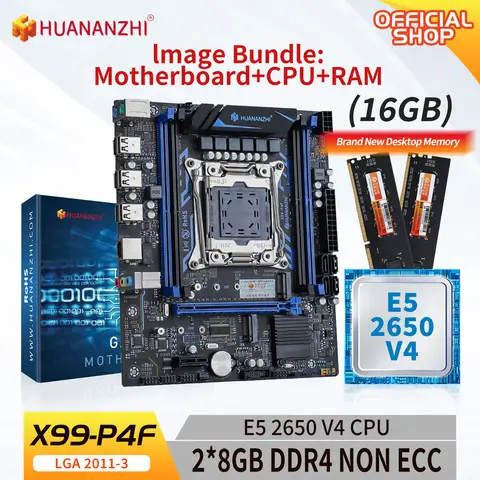 HUANANZHI X99 P4F LGA 2011-3 XEON X99 마더보드, 인텔 E5 2650 V4, 2*8G DDR4 NON-ECC 메모리 콤보 키트 세트, NVME SATA RU