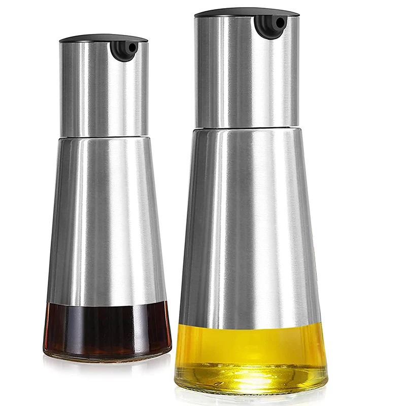 Olive Oil Olive Oil and Vinegar Dispenser Set, 2 Pack Olive Oil Dispenser Cruet with Elegant Glass Bottle and Drip Free Design