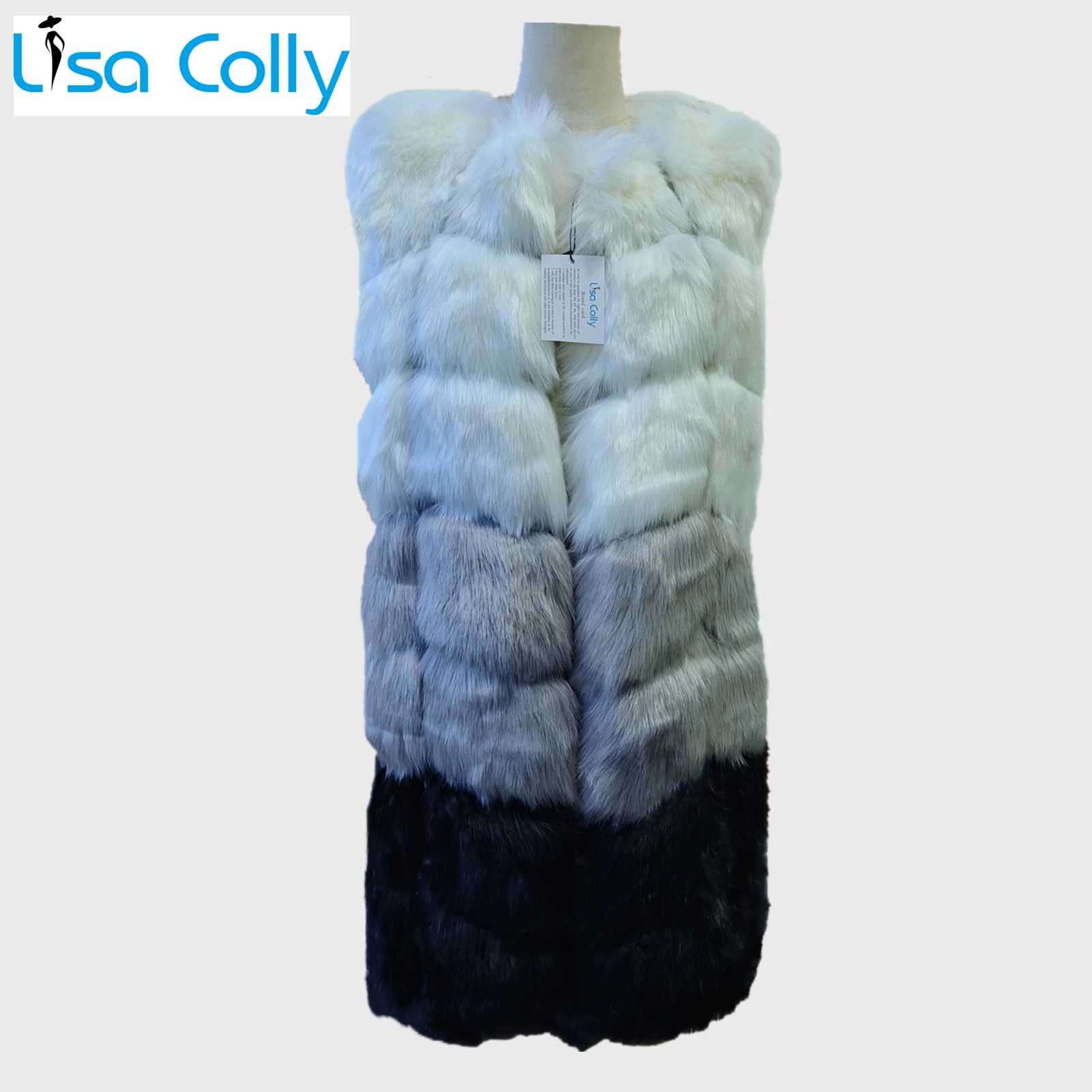 Lisa Colly New Fashion Winter Women's Fur Vest Coat Warm Long Vests Fur Vests Women Faux Fur Vest Coat Outerwear Jacket