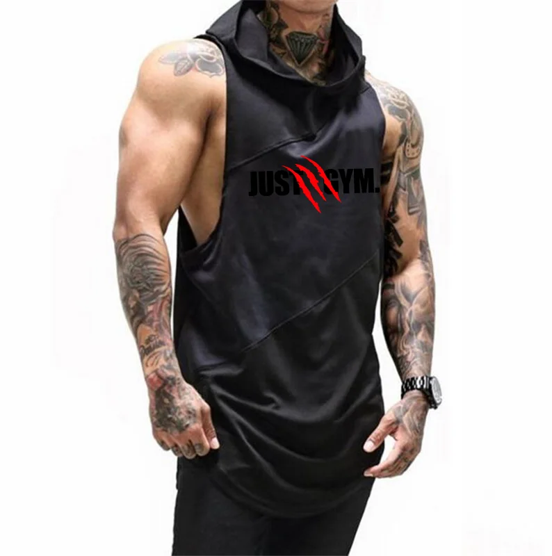 Mens Pritned Singlets Fitness Vest Summer Sleeveless Hoodie Tank Top Sports  Fashion  Bodybuilding Sleeveless T-shirt