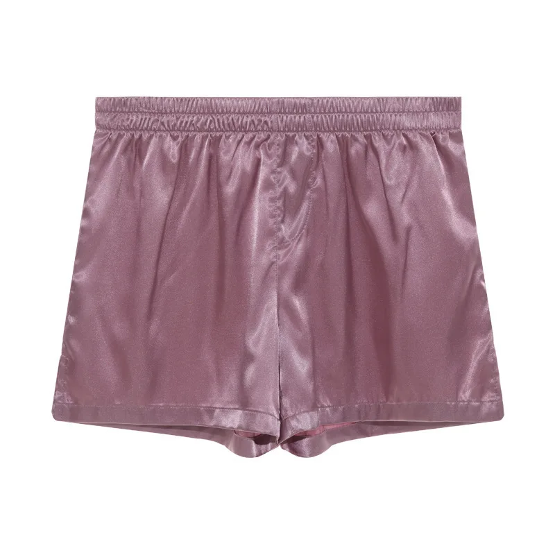 

Fashion Satin Lounge Shorts for Men Silky Solid Color Loose Sleepwear Boxers Youth Nightwear Homewear Loose Daily Sports Trunks