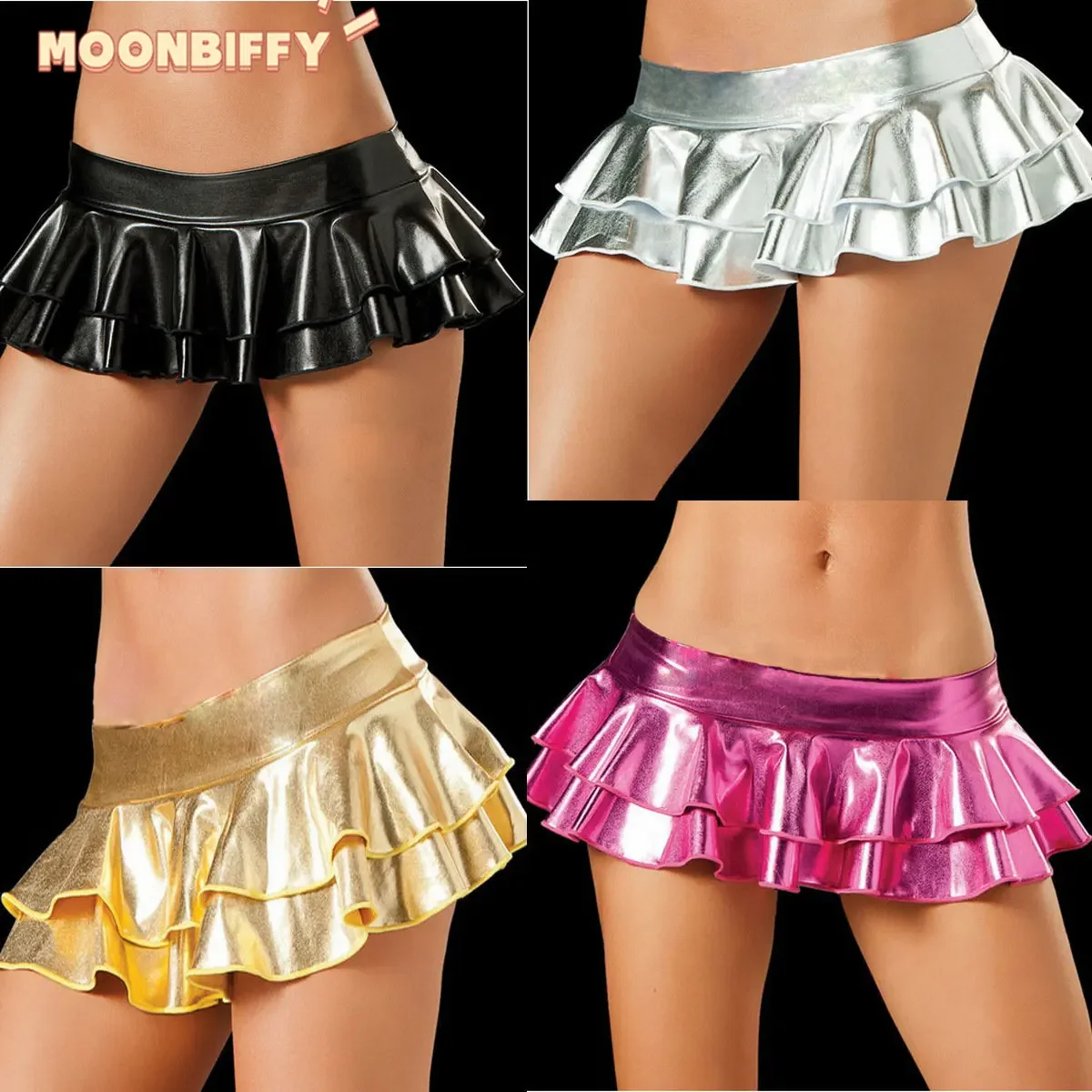 Sexy LaTeX Skirt Women PVC Pole Dancing Club Wear Short Skirts 6 Colors Patent Leather Micro Mini Skirts Dancing Skirt 2022