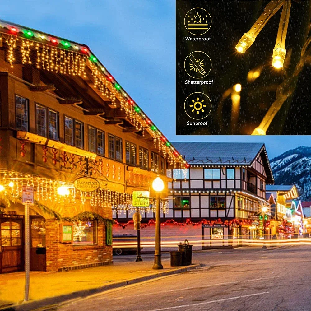Guirxiété Lumineuse LED Imperméable pour l'Extérieur, Rideau Décoratif, Cascade, Rue, Ramadan, Noël