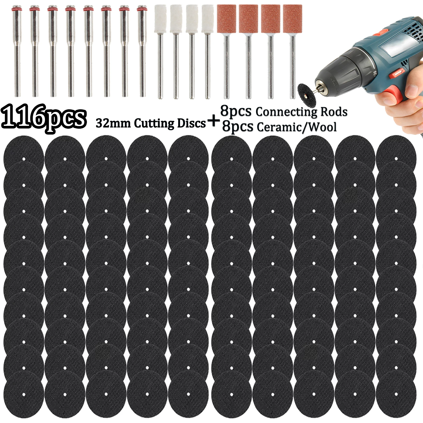 

132pcs Rotary Tool Cut Off Wheels Cutting Wheel Discs with Mandrels Rotary Tool Accessories for Cutting Metal, Wood, Stone