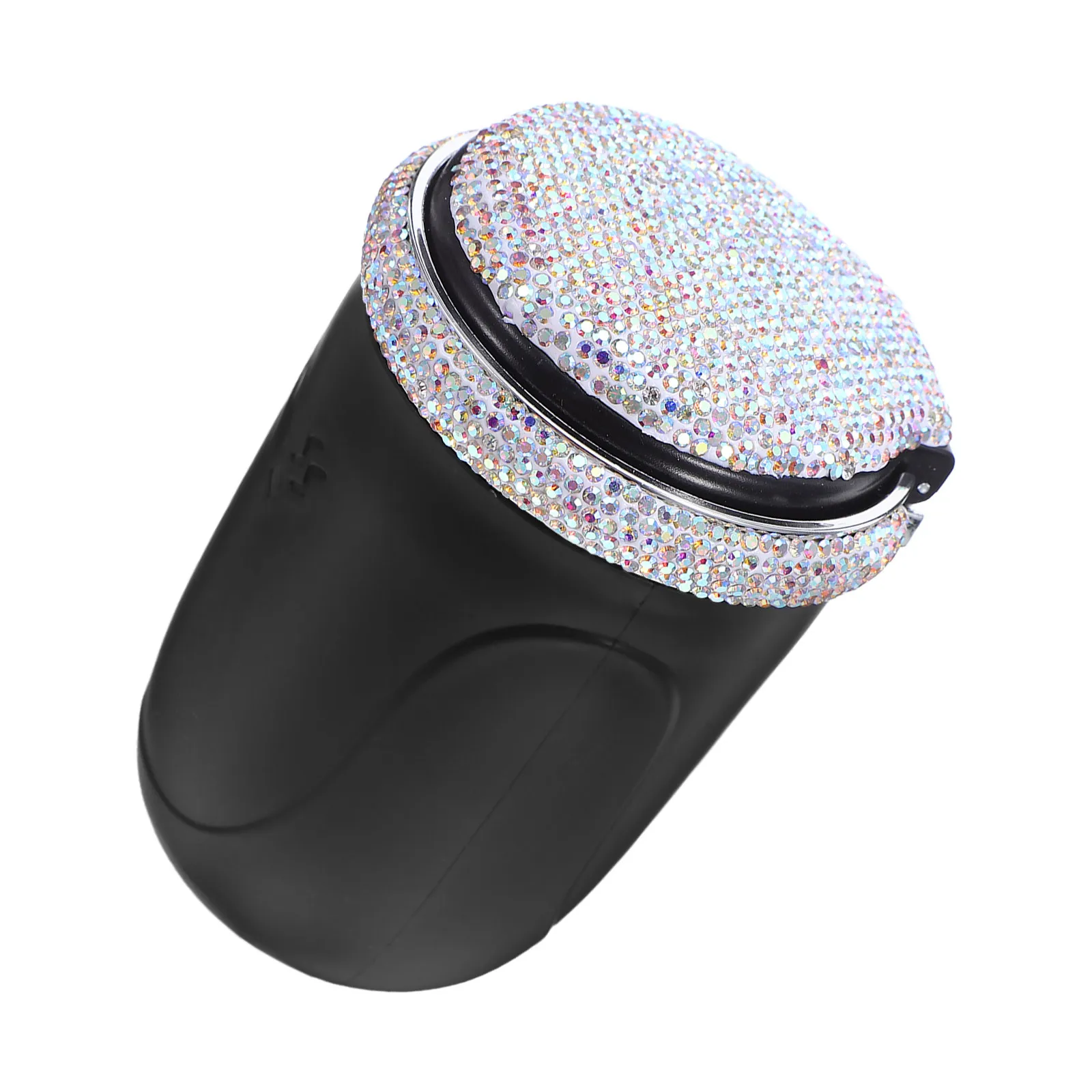 

Car Ashtray With Lid Smokeless Windproof Led Light Auto Cup Holder Bling Rhinestone Design Portable Cigarette Bin Automotive