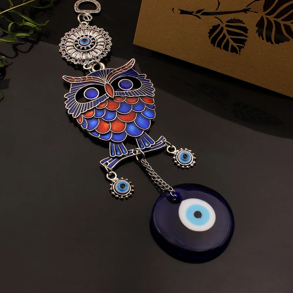 Explosive hanging accessories, customized accessories, colorful owl pendant, devil's eye glass hanging accessories