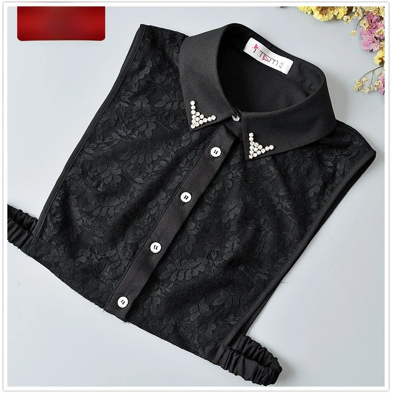 通勤レース襟女性用シャツ装飾ダイヤモンドベスト韓国版ピュアカラー普通幅フェイクカラーアクセサリー