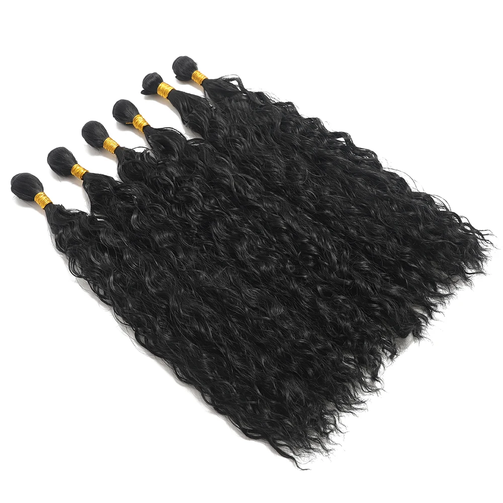 Bundles de cheveux synthétiques bouclés, tissage de cheveux, 30 "de long, crépus, bouclés, degré de chaleur, ensemble de 6 pièces