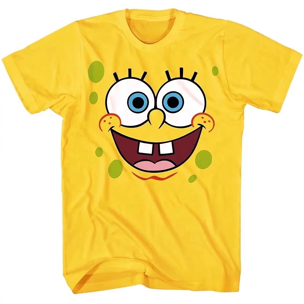 2026 Sommer Mode Neu SpongeBob Schwammkopf Cosplay Y2K Outdoor Home Eltern-Kind Sport Rundhals Baumwoll-T-Shirt Groß – Detail 5
