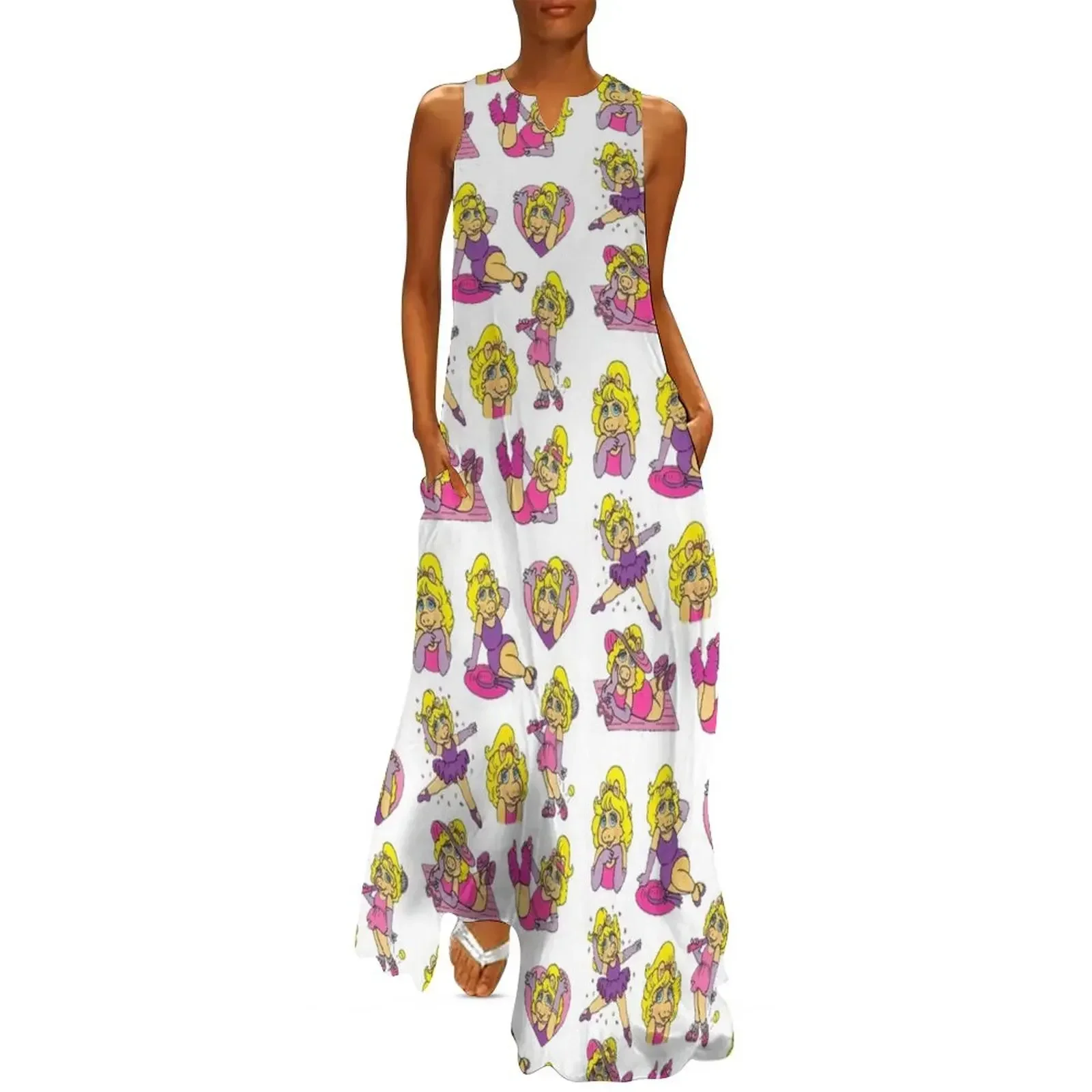

1980s Piggy Long Dress dress party evening elegant luxury celebrity women party dresses Evening gown Dress