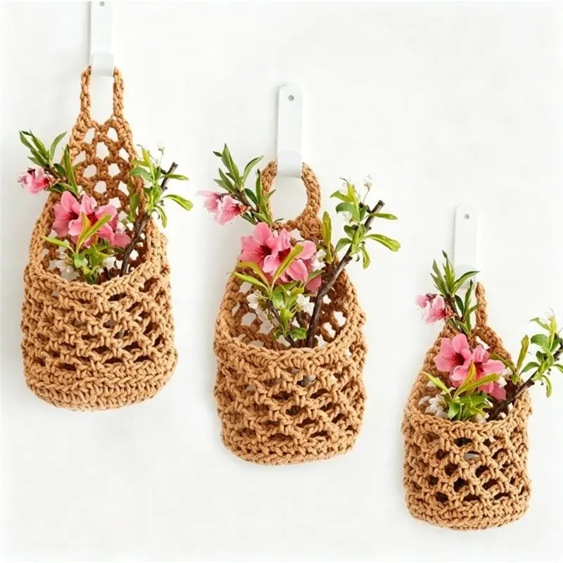 ALIM-Macrame Wall Mounted Plant Hanger-Handwoven Bohemian Style Holder