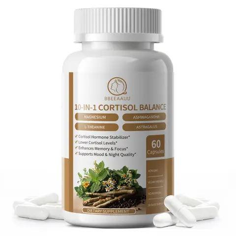 Cortisol Supplements with Ashwagandha,Chamomile,L-Theanine,Phosphatidylserine,St. John's Wort,Vitamin C&D3 for Women  GMO 120pcs