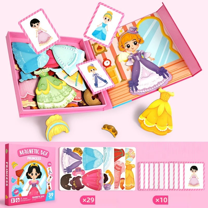 Montessori Magnetic Puzzle Toys 3D Face Clothing Change Game Educational Early Learning Brain Development for Kids Gift