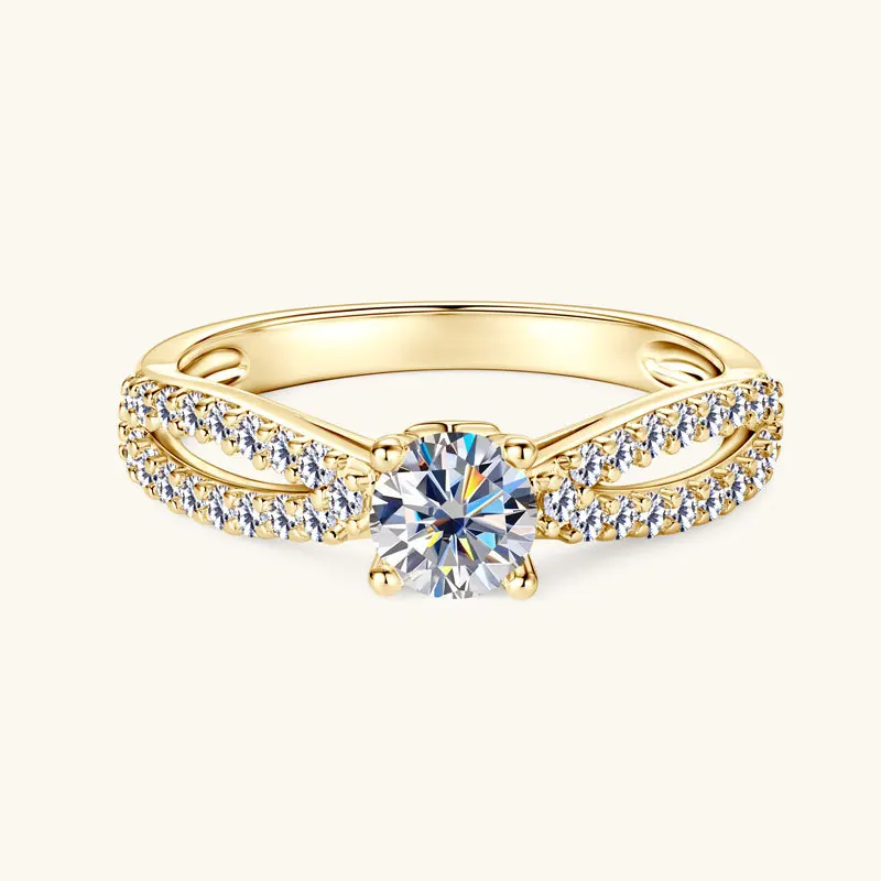 Light Luxury Style Instagram-Inspired 0.5 Carat Micro-Pav Simulated Moissanite Ring for Women Fashionable Minimalist Zirconia D