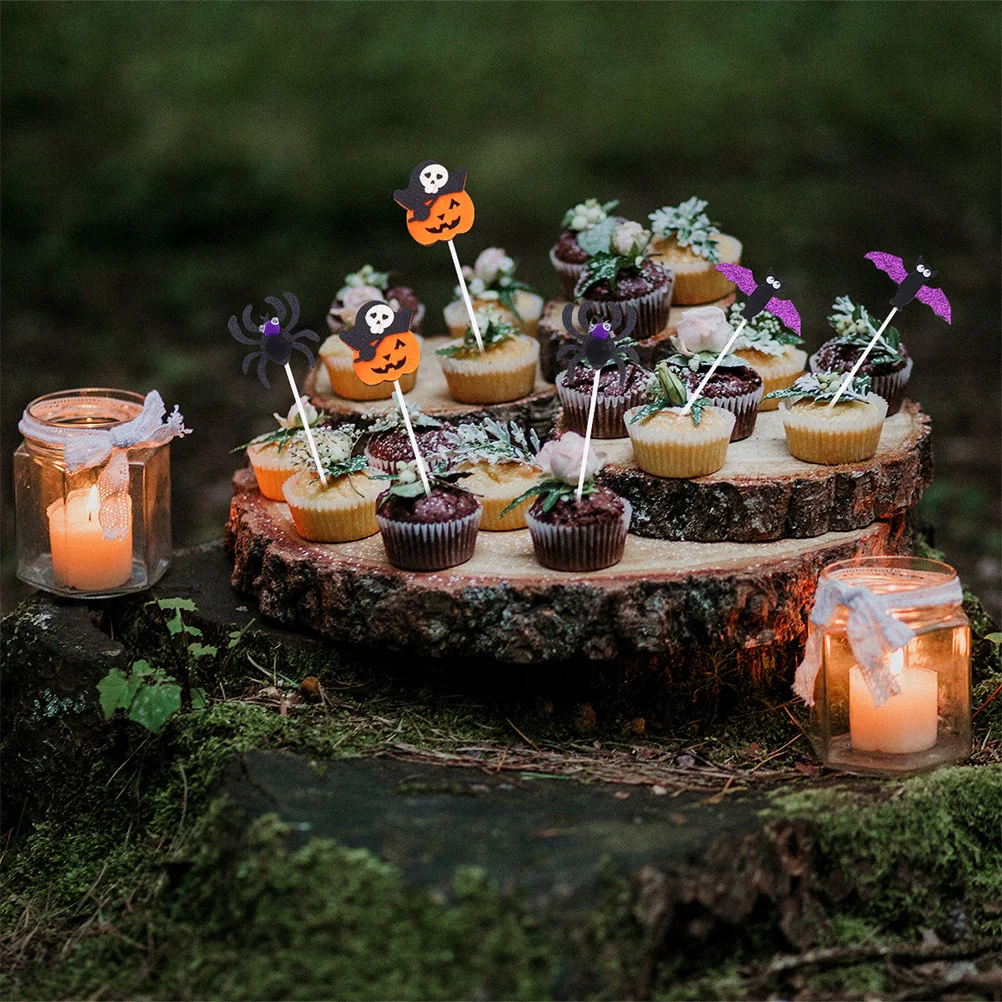 

22Pcs Halloween Cake Insert Cards Pumpkin Ghost Witch Hat Designs Great for Muffins Birthday Festival Party