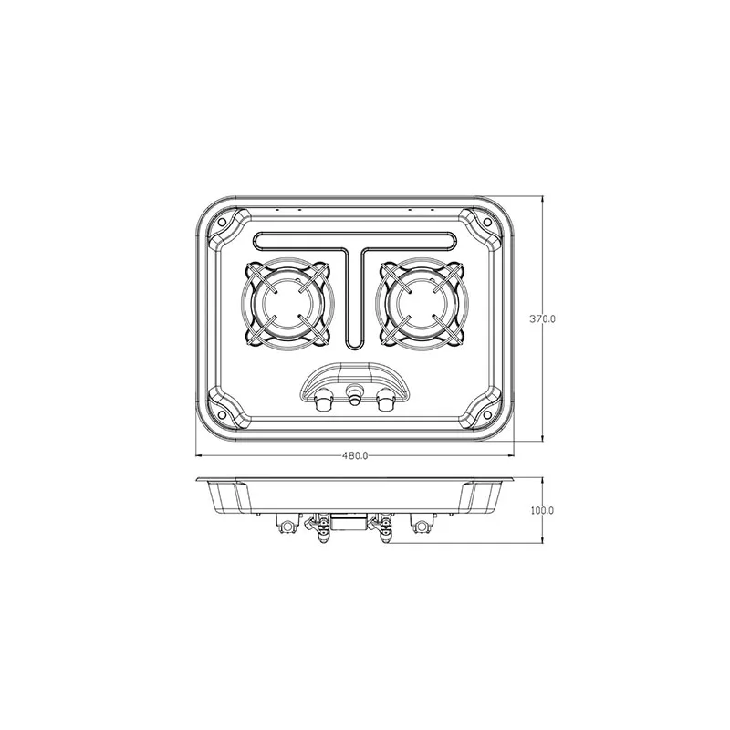 RV Kitchen Appliances Stainless Steel Gas Stove 2 Burner Gas Cooktop for Truck Camper Van