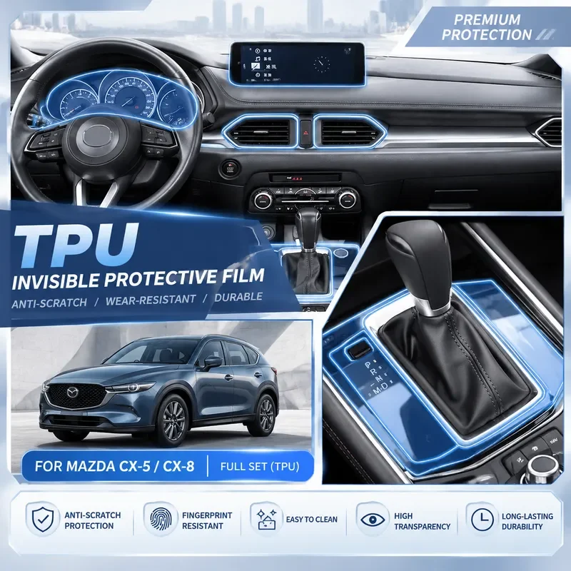 For Mazda CX-9 CX-8 Central Control Screen Protector Film Dashboard Navigation Display Interior Protective Sticker Car