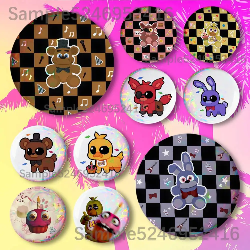 F-FNAF Five Nights At Freddys Round Button Pins Badge Brooches Backpack Clothes Decoration Fashion Cartoon Jewelry Gifts
