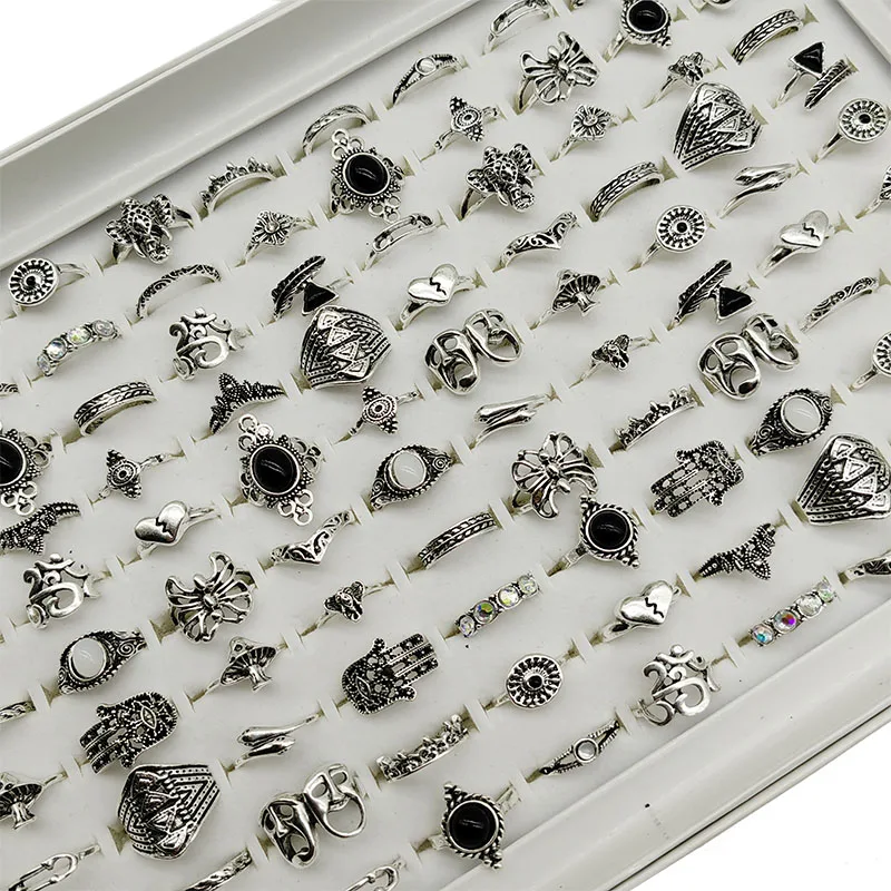 50000 Style Different Finger Rings Wholesale In Stock 100pc/Lot Hot Vintage Silver Gold Color New Alloy Joint Ring Party Women