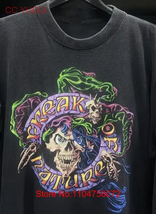 

Редкая футболка Freak of Nature Band For Fan, винтажная стираная футболка с рисунком, мягкая дизайнерская одежда, слегка топ для повседневной носки, стильная