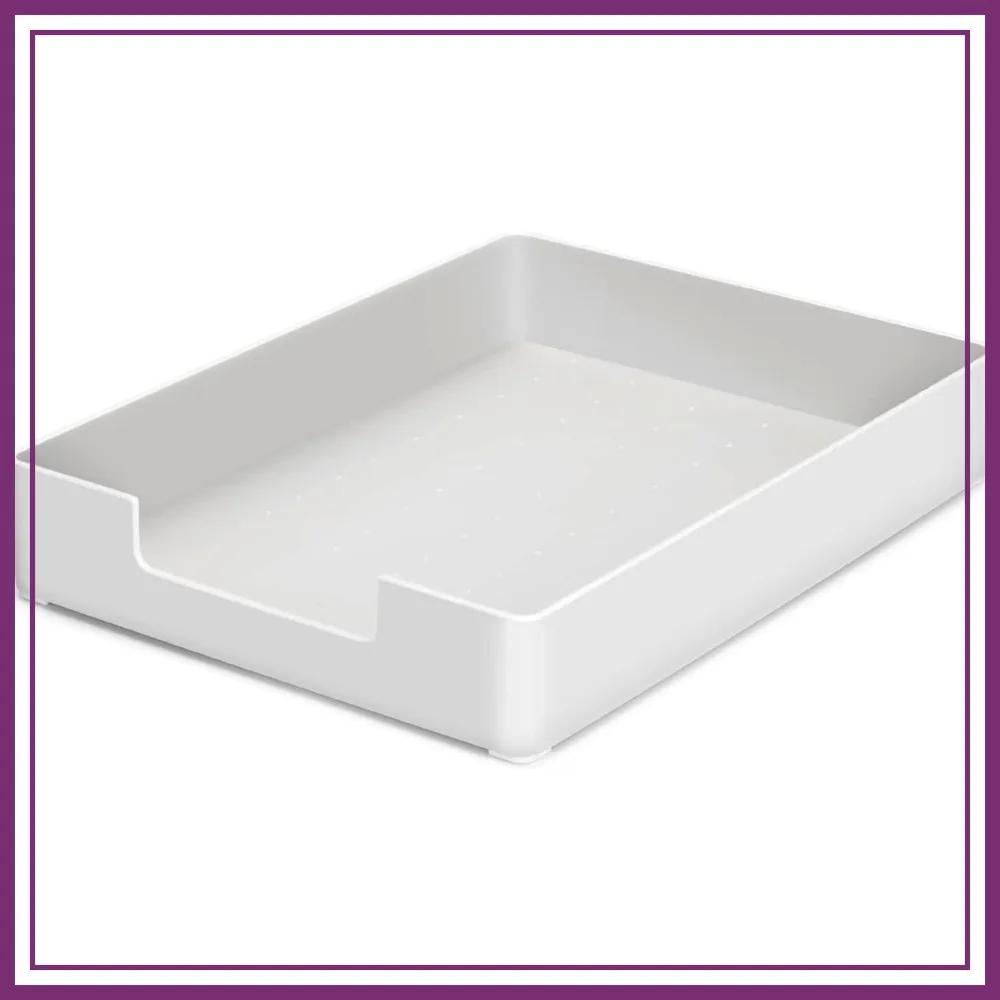 

Letter-Size Tray Desk Drawer Organizer, A4 Plastic Paper Holder for Office School Home Storage (Off-White)