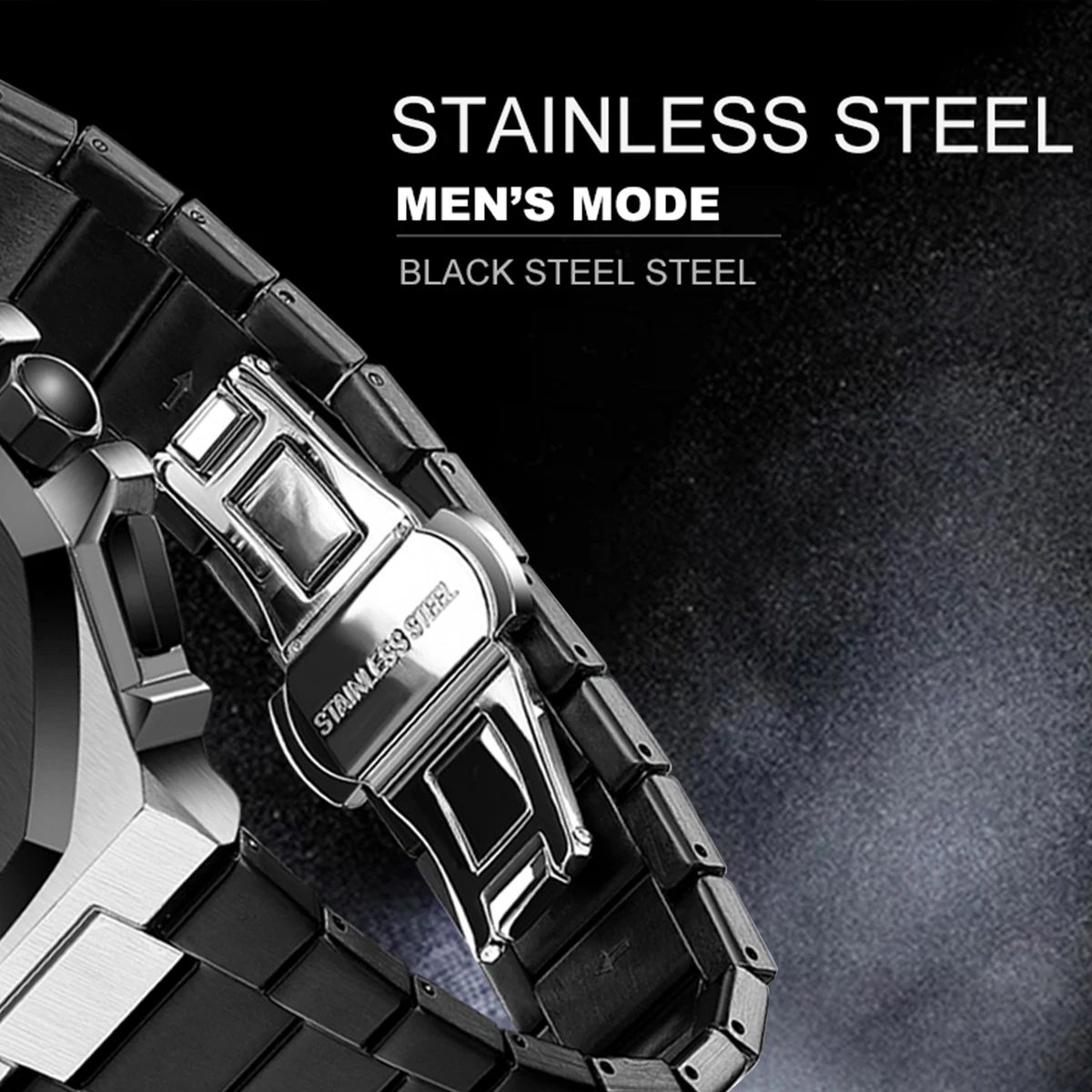 متعددة الوظائف الفاخرة الرجال ساعة موضة الأعمال الفولاذ المقاوم للصدأ حزام 43 مللي متر توقيت الطلب 3ATM مقاوم للماء ساعة رجالية reloj hombre