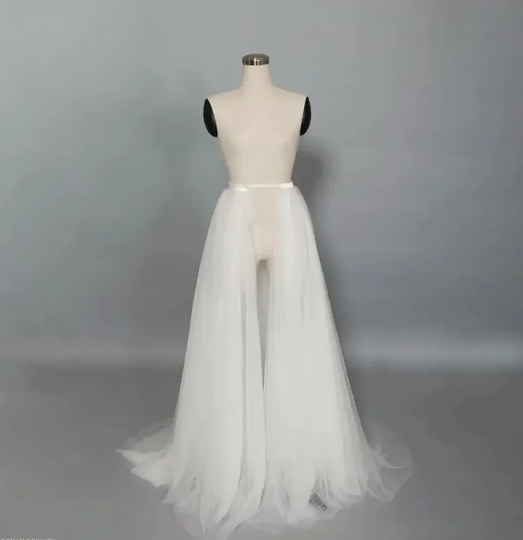 Jupe 4 couches en tulle blanc parfait, jupon de mariage amovible avec poignées en tulle pour patients