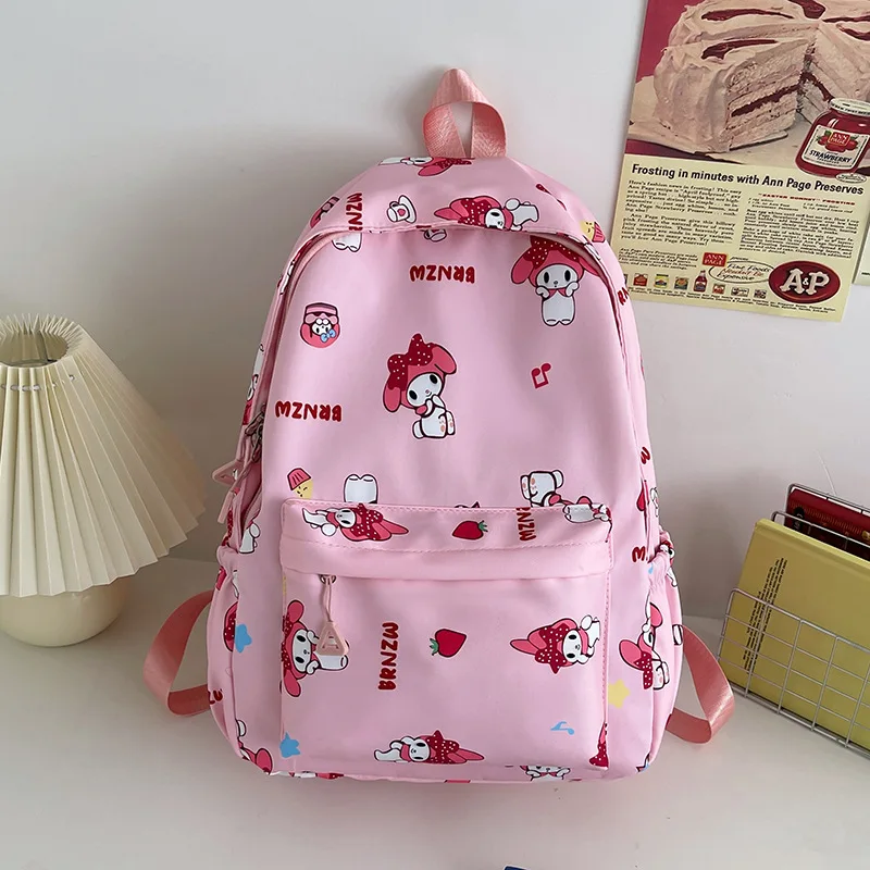 Student Sanrio Schattige Kuromi Melodie Cinnamoroll Grote Capaciteit Rugzak Jongens Meisjes Cartoon Hello Kitty Kawaii Canvas Schooltas