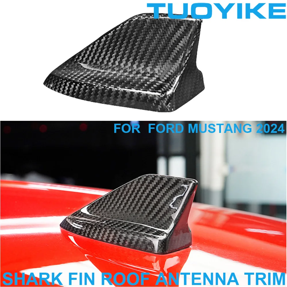 

Car Genuine Real Dry Carbon Fiber Roof Shark Fin Antenna Cover Trim Exterior Body Kit Racing Decoration For Ford Mustang 2024