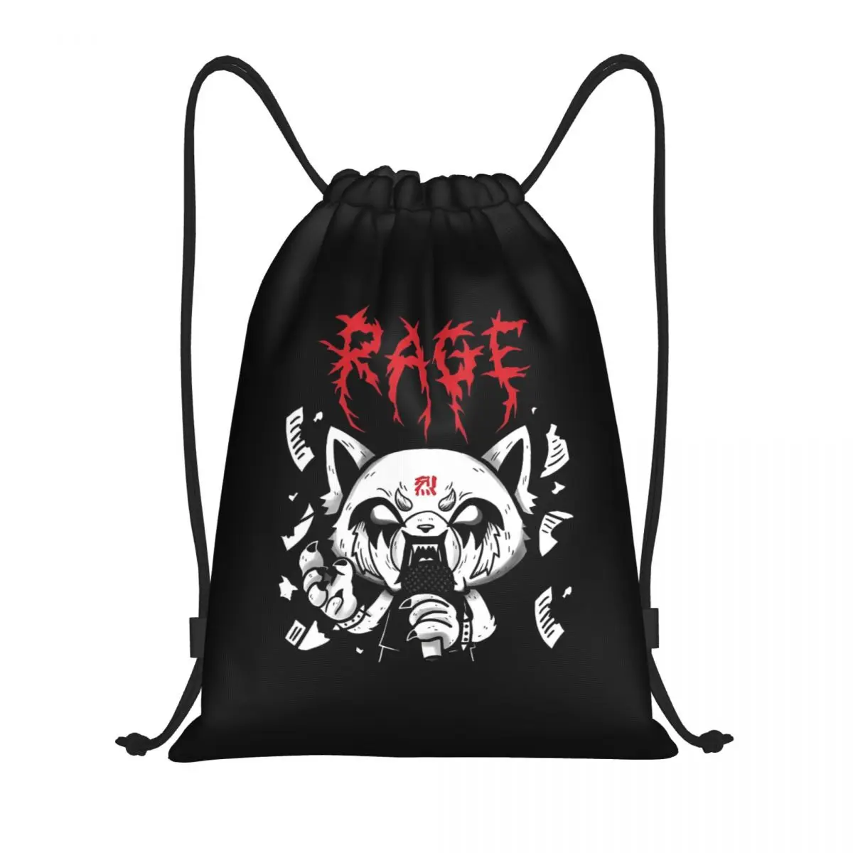 

Custom Aggressive Retsuko Drawstring Bag Women Men Portable Gym Sports Sackpack Animation Shopping Backpacks
