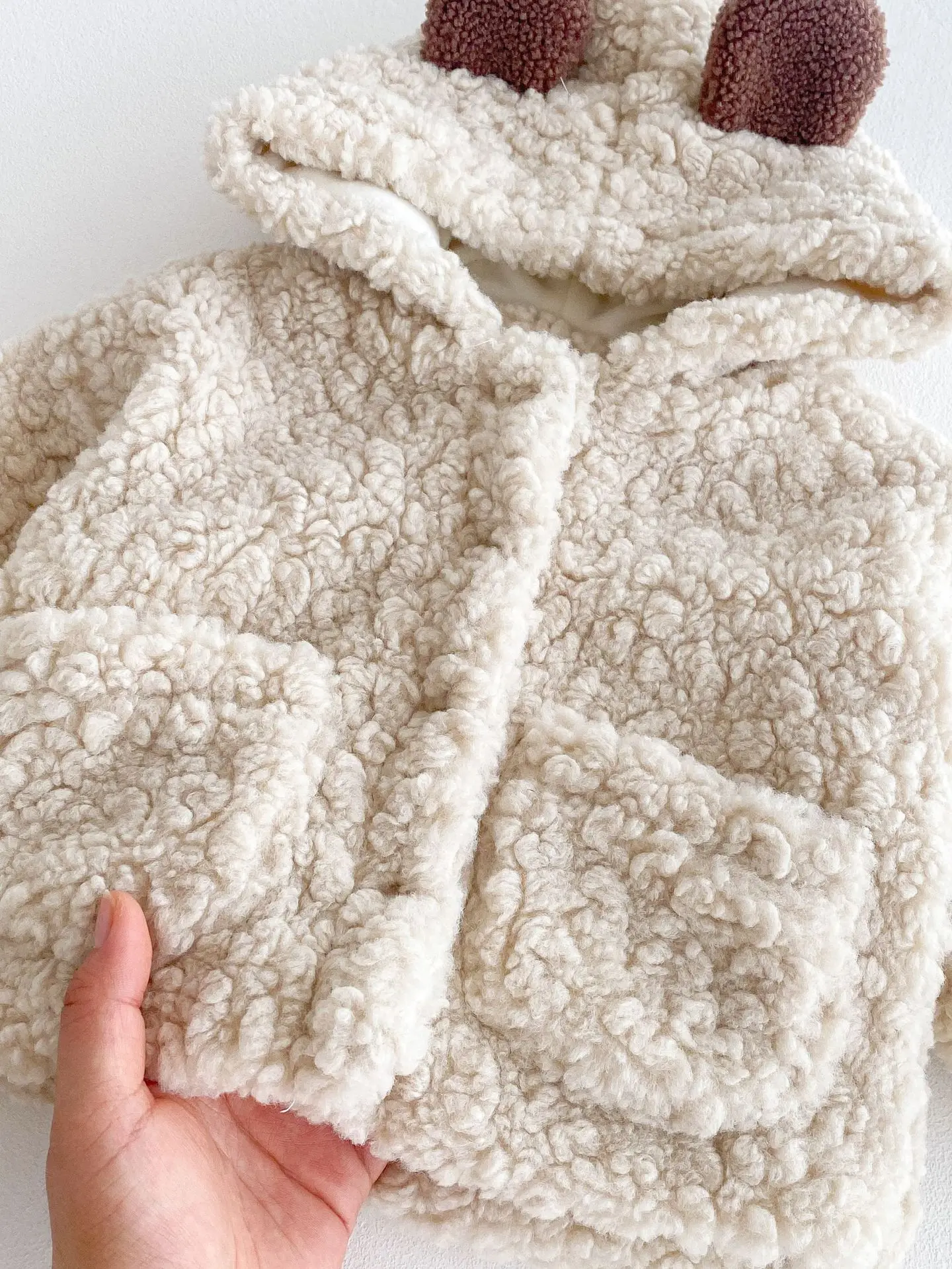 الشتاء الطفل القطيفة معطف سميكة آذان الدب مقنعين لطيف دافئ بيبي بوي فتاة الشتاء سترة #3