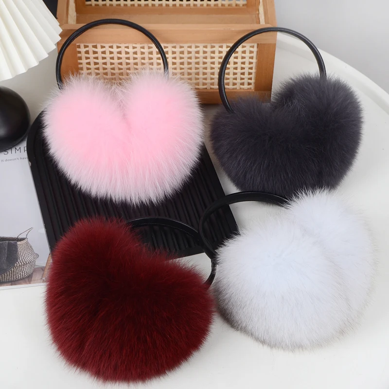 Paraorecchie retrattili in vera pelliccia di volpe, versione coreana di paraorecchie caldi in pelliccia, paraorecchie protettivi in peluche autunnali e invernali