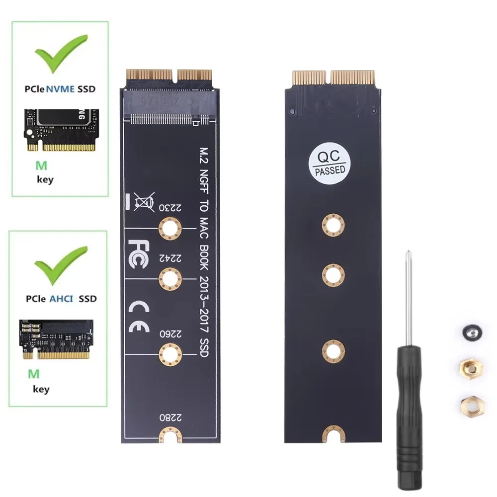M.2 NVME SSD Case Convert 2013-2017 NGFF PCIE to M2 Adapter for A1465 A1466 A1398 A1502 PCI-E PCI Express M Key Connector