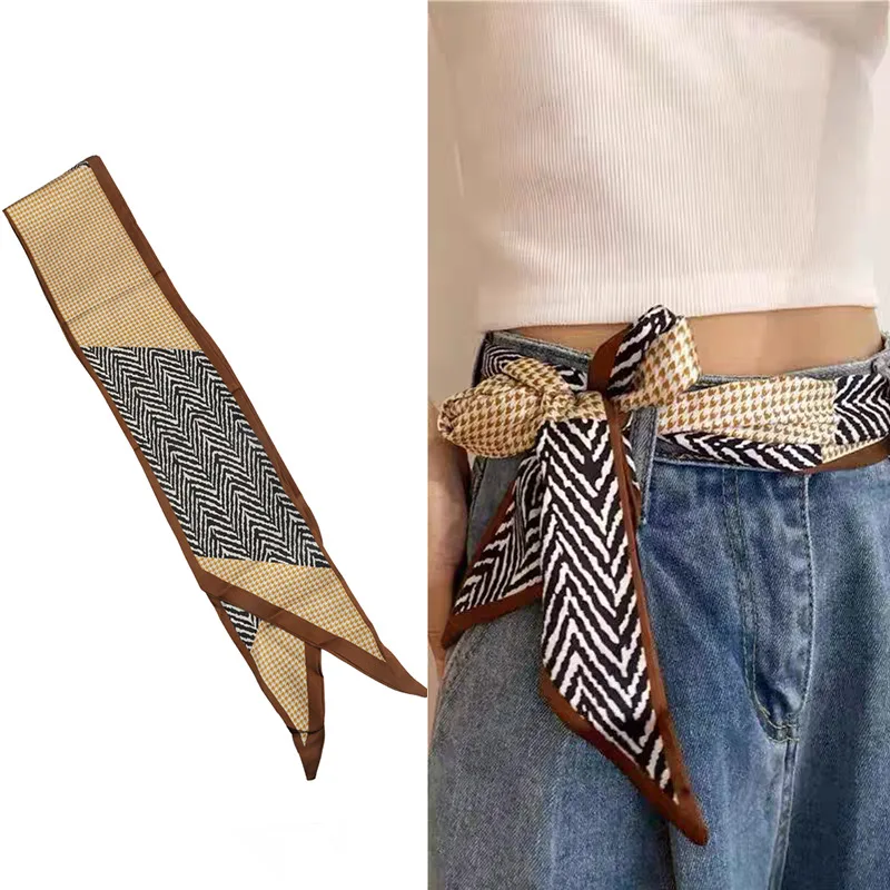 Scarf Belt Premium Long Satin for Women Slim Waist Tie Decorative Accessory for Jeans Summer Fashion Multicolor