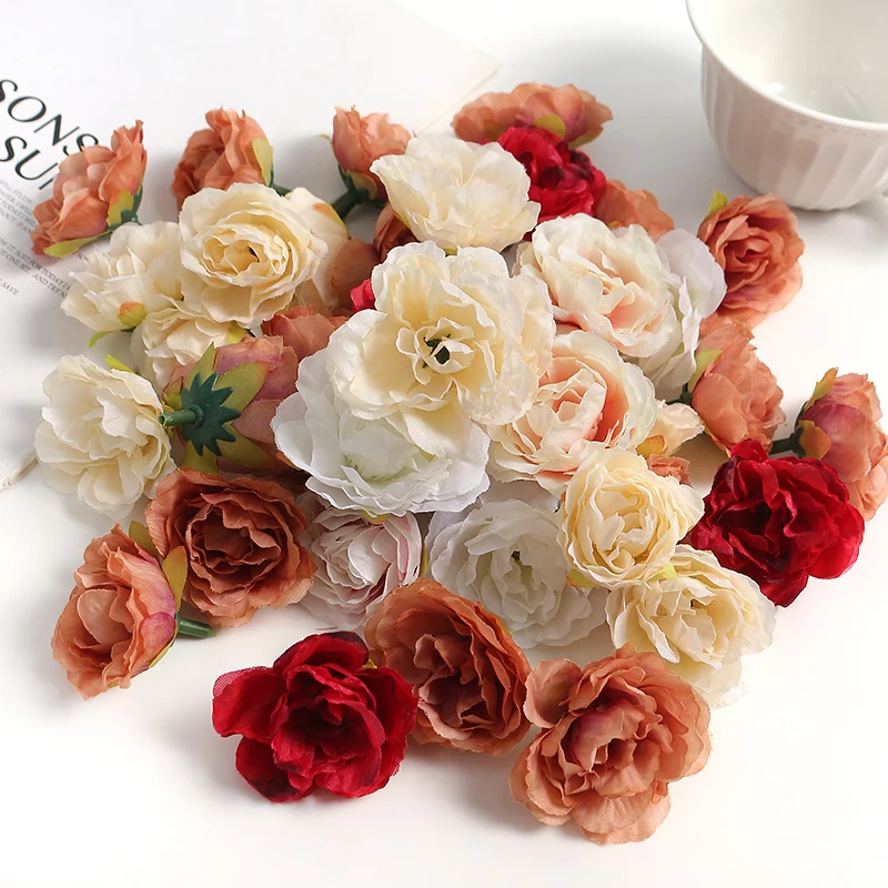 10Pcs Rose Artificial Flowers Silk Fake Flowers for Home Room Decor Wedding Decoration Party Supplies DIY Garland Gift Accessory