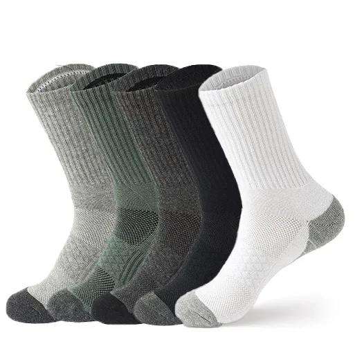 

5 Pairs Men's Performance Comfortable Cotton Cushioned Breathable Athletic Ankle Knee-High Socks