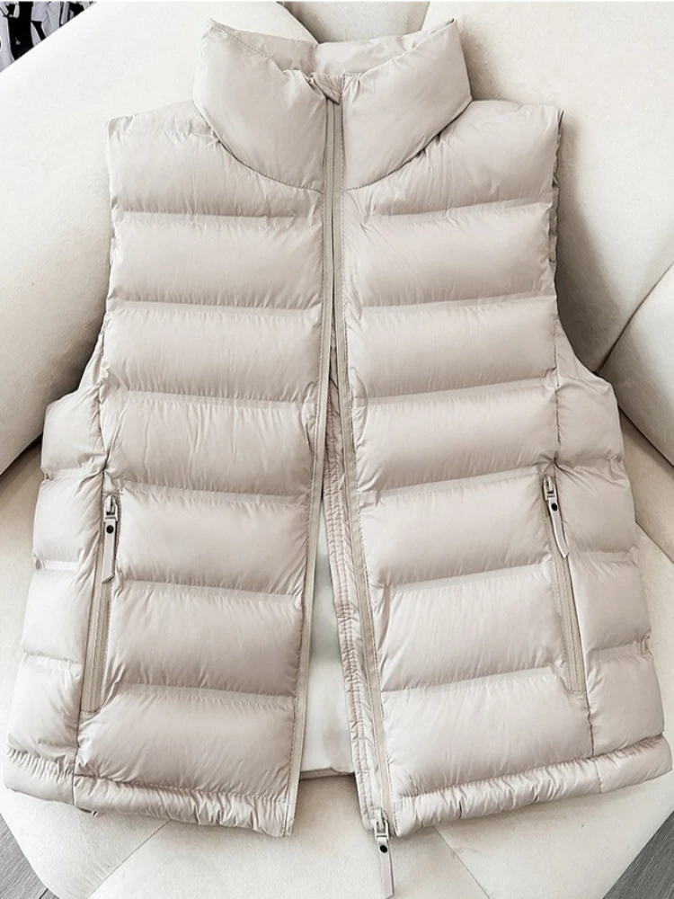 Women Autumn Winter Down Cotton Vest Jacket 2026 New Stand-Up Collar Vest Sleeveless Waistcoat Women Short Cotton Down Vest Coat