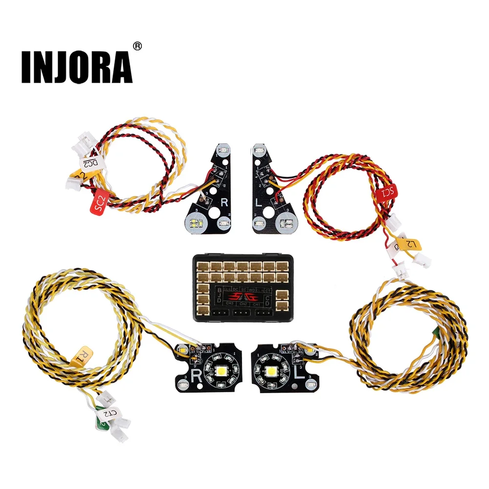 INJORA RC Car Front Rear LED Lights System Lamp Group for 1/10 RC Crawler TRX4 TRX-4 Defender Upgrade