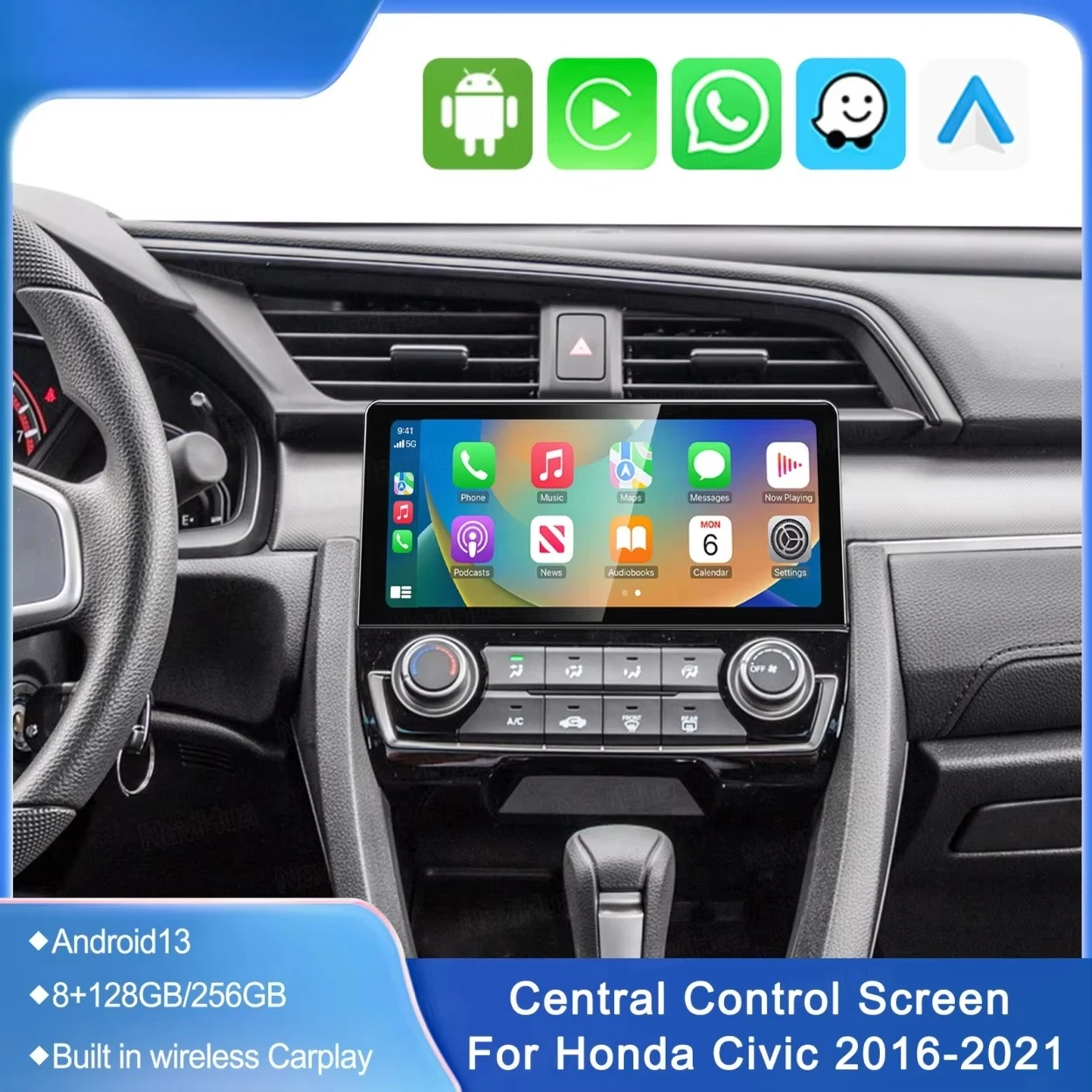 New 10.33 Inch Multimedia Android Car Radio For Honda Civic 2016 2021 Auto Head Unit Monitor Upgrade Carplay Navigation