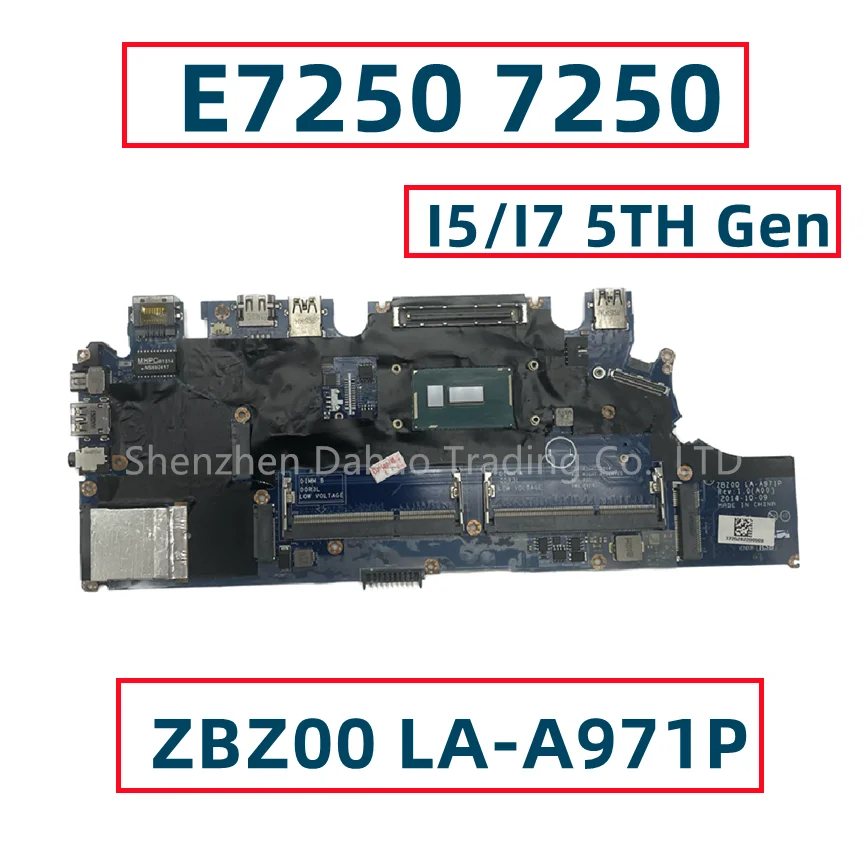 

CN-0G9CNK 0G9CNK CN-0TPHC4 TPHC4 For Dell Latitude E7250 7250 Laptop Motherboard ZBZ00 LA-A971P With Core I5 I7 5TH Gen CPU DDR3