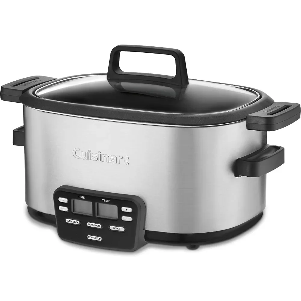 3-In-1 Cook Central 6-Quart Multi-Cooker: Slow Cooker, Brown/Saute, Steamer, 24-Hour Timer and Automatic Keep Warm Mode, Silver