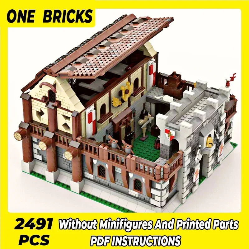 Moc-bloques de construcción modulares para niños, modelo de Castillo Barrack, ladrillos técnicos, montaje de bricolaje, juguetes de construcción para niños, regalos de vacaciones