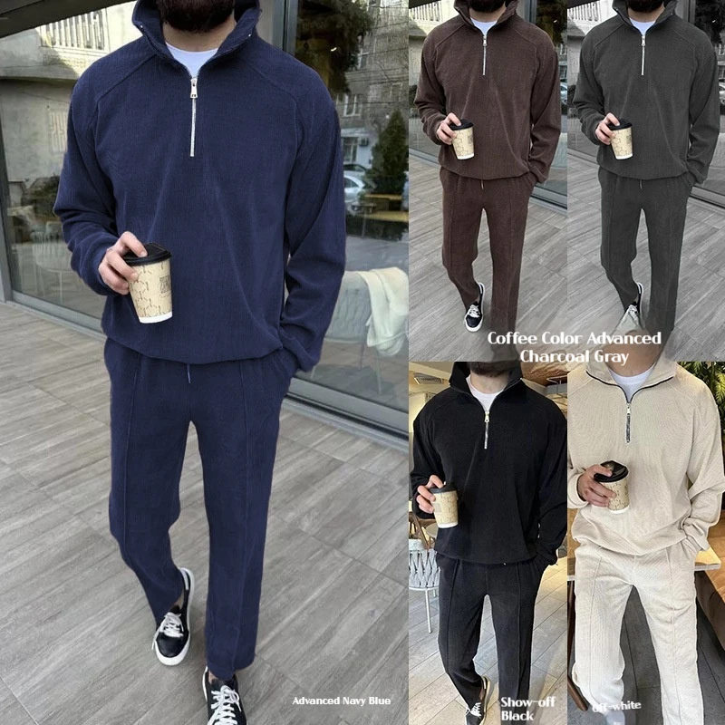 

Новинка 2024, мужской вельветовый комплект свитшотов, европейско-американский осенний уличный повседневный спортивный комплект, мужской зимний комплект одежды