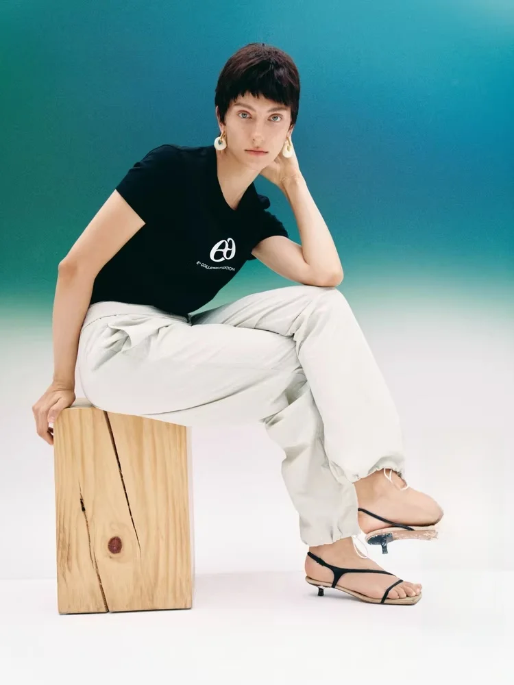 

Edition Women's ort Sve T-irt Summer New Sle Slim Fit round Ne Cotton Polyester Blend Comfortable Breathable Top