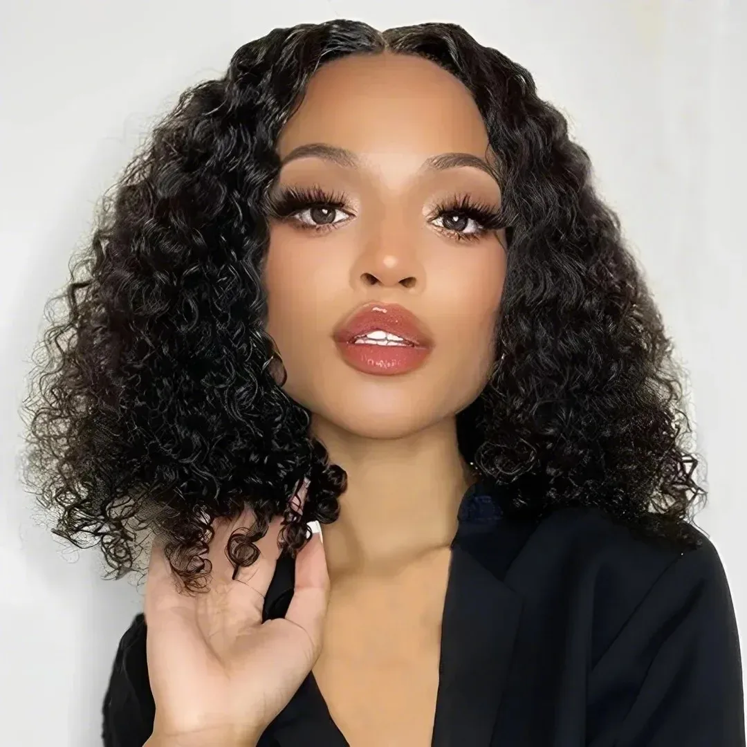 200% Brazilian Short Bob 13x4 Lace Frontal Human Hair Wigs Water Wave HD Transparent Lace Front Curly Wig For Women Wet And Wavy