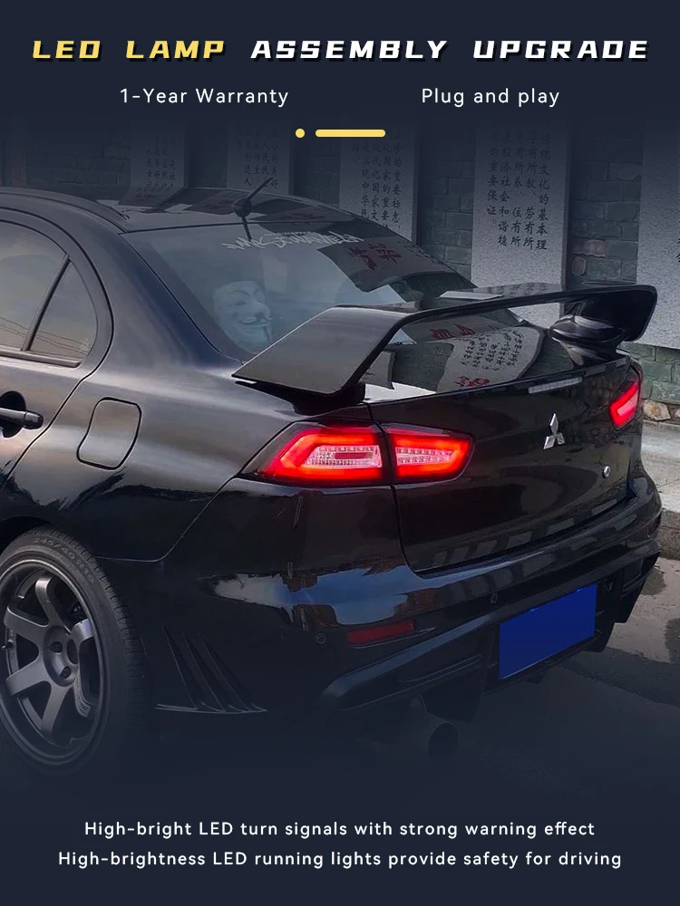 

Tail Lights for Mitsubishi Lancer EVO EX 2009-2016 Taillight Upgrade LED DRL Dynamic Turn Signal Auto Reverse Lamp Accessories