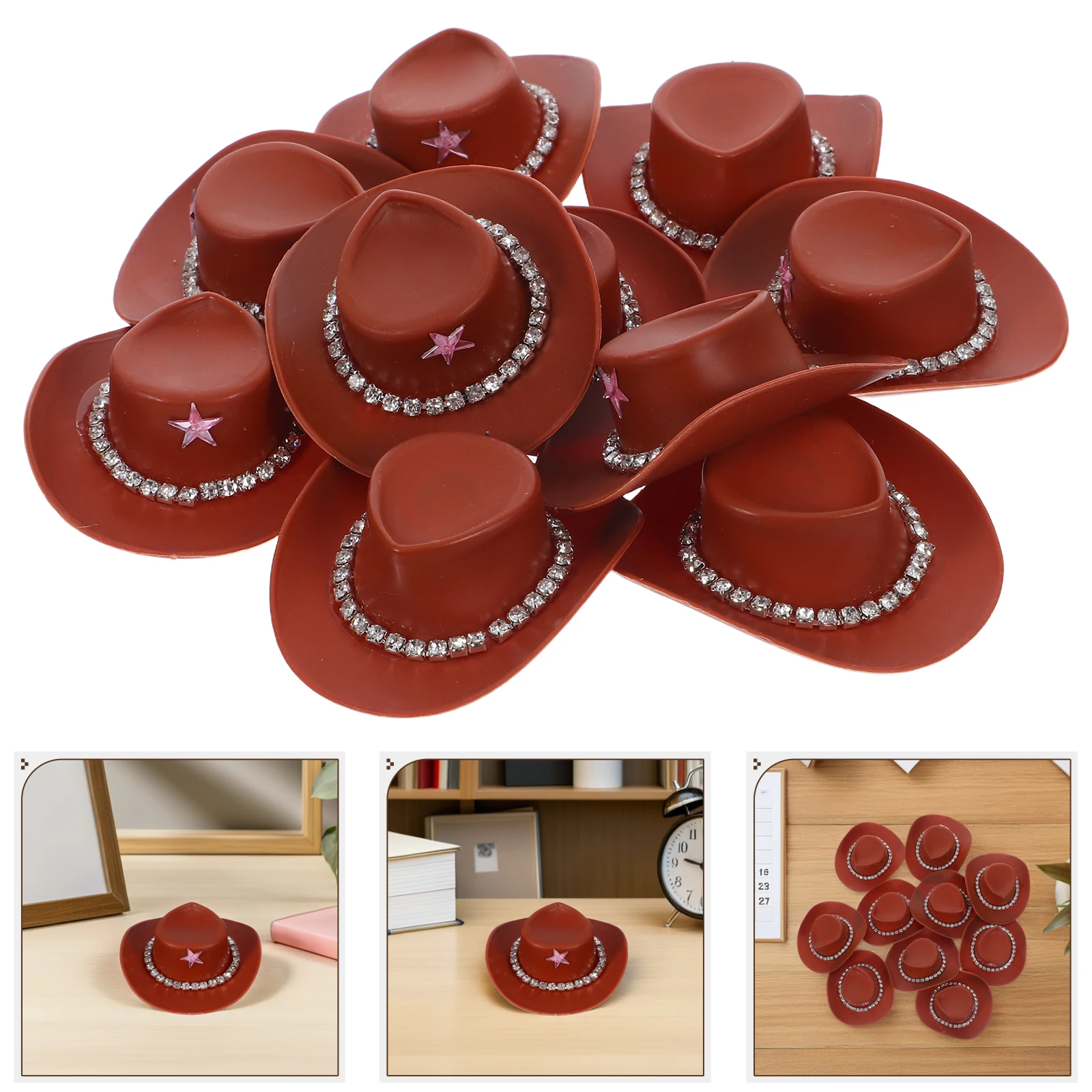 

10 Pcs Decorative Cowboy Hat Cowgirl Hats Craft Party Decoration for Miniature Collection Western Style Girls